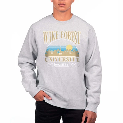 Men's Uscape Apparel Heather Gray Wake Forest Demon Deacons Premium Heavyweight Pullover Sweatshirt