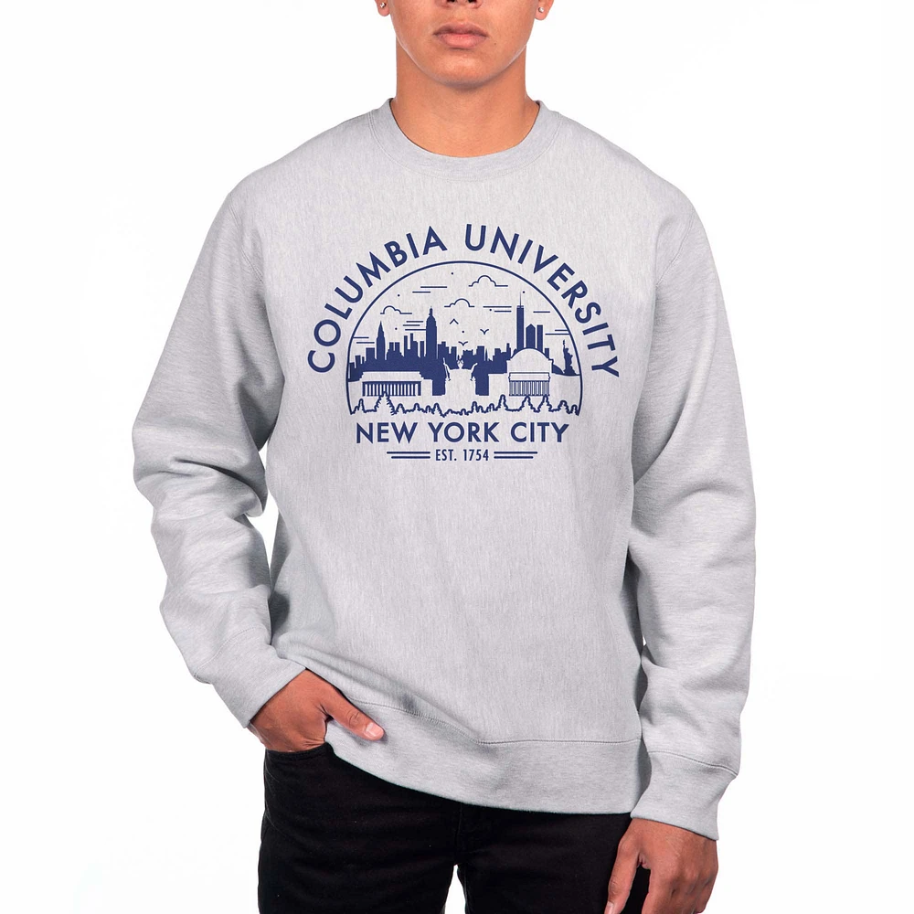 Men's Uscape Apparel Heather Gray Columbia University Premium Heavyweight Pullover Sweatshirt