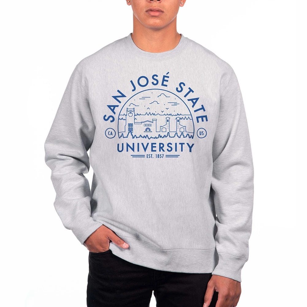 Men's Uscape Apparel Heather Gray San Jose State Spartans Premium Heavyweight Pullover Sweatshirt