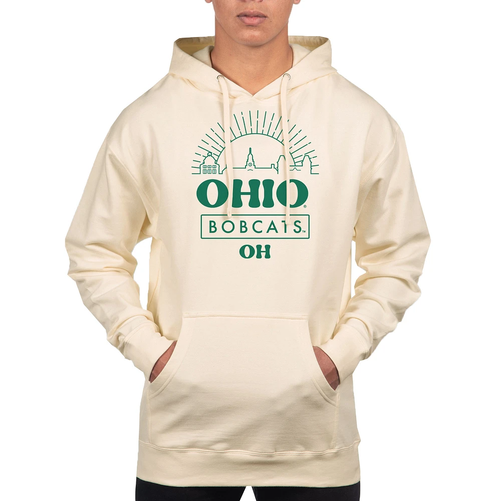 Men's Uscape Apparel Cream Ohio Bobcats Logo Standard Pullover Hoodie
