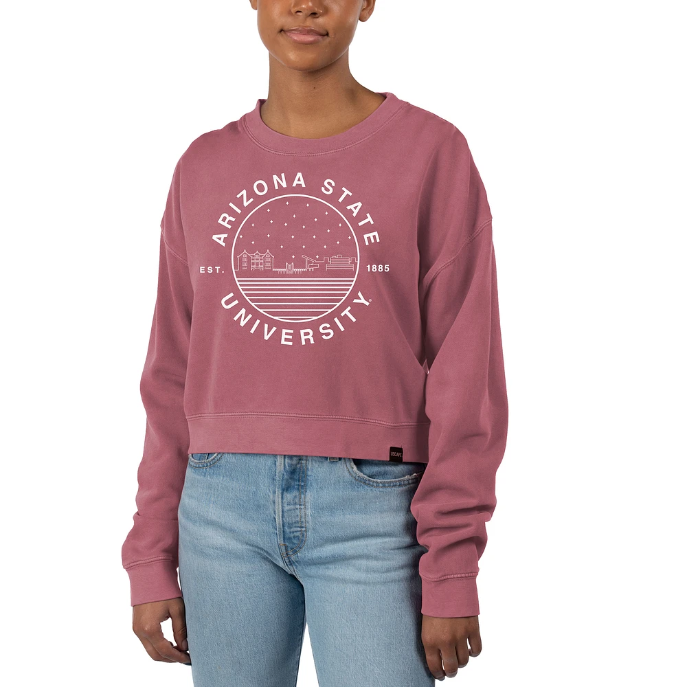 Women's Uscape Apparel Maroon Arizona State Sun Devils Fleece Crop Pullover Sweatshirt