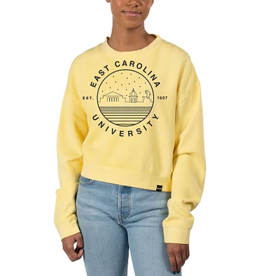 Women's Uscape Apparel Gold ECU Pirates Fleece Crop Pullover Sweatshirt