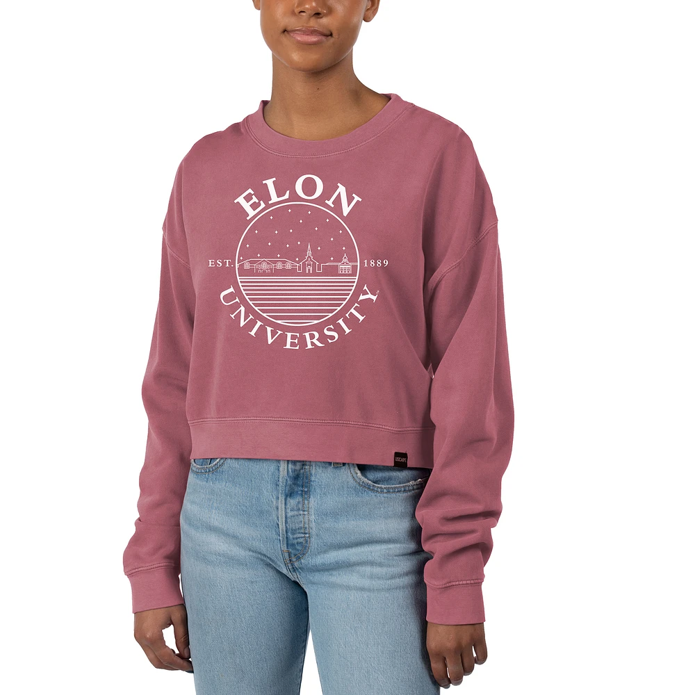 Women's Uscape Apparel Maroon Elon Phoenix Fleece Crop Pullover Sweatshirt