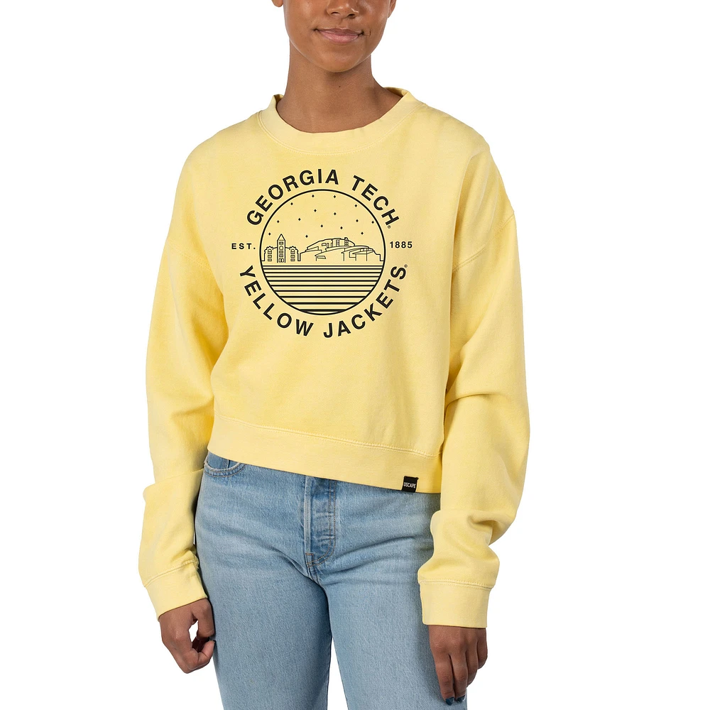 Women's Uscape Apparel Gold Georgia Tech Yellow Jackets Fleece Crop Pullover Sweatshirt