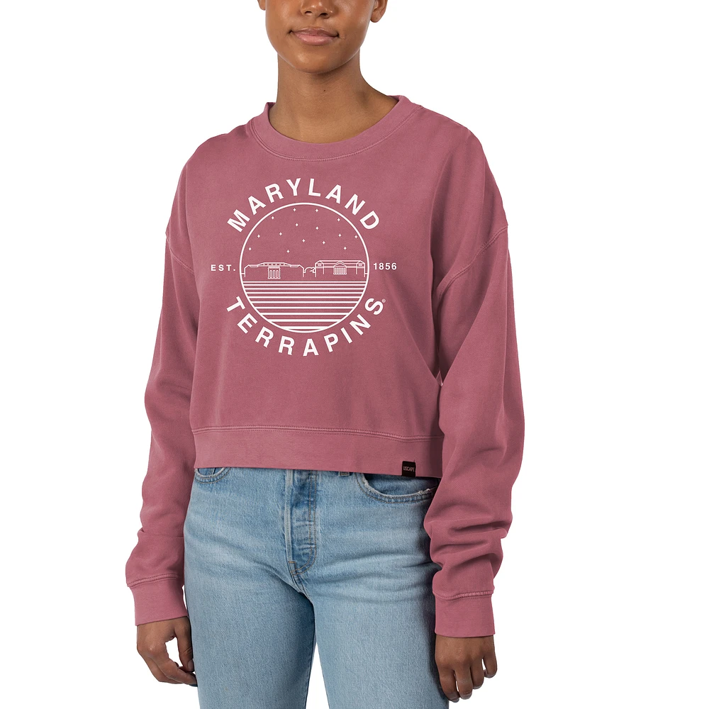 Women's Uscape Apparel Maroon Maryland Terrapins Fleece Crop Pullover Sweatshirt