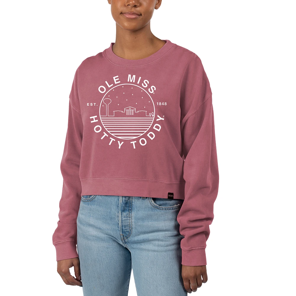 Women's Uscape Apparel Female Ole Miss Rebels Fleece Crop Pullover Sweatshirt
