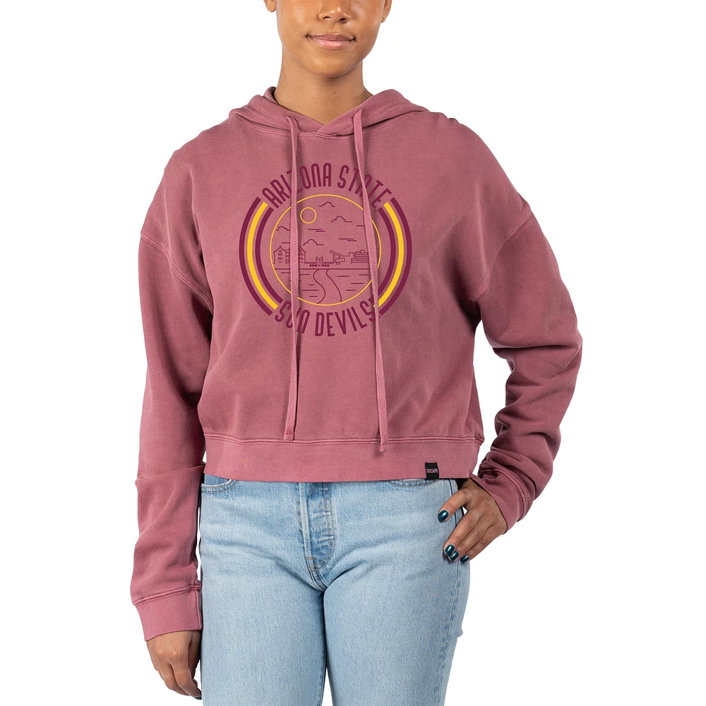 Women's Uscape Apparel Maroon Arizona State Sun Devils Pigment Dyed Fleece Crop Hoodie