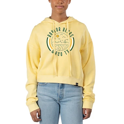 Women's Uscape Apparel Gold Baylor Bears Pigment Dyed Fleece Crop Hoodie