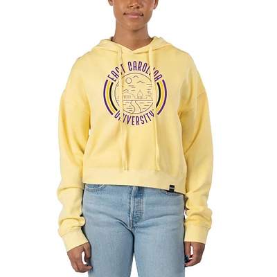 Women's Uscape Apparel Gold ECU Pirates Pigment Dyed Fleece Crop Hoodie