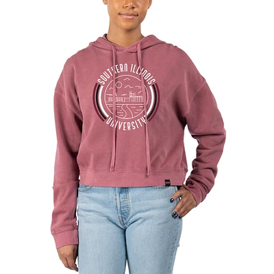Women's Uscape Apparel Maroon Southern Illinois Salukis Pigment Dyed Fleece Crop Hoodie