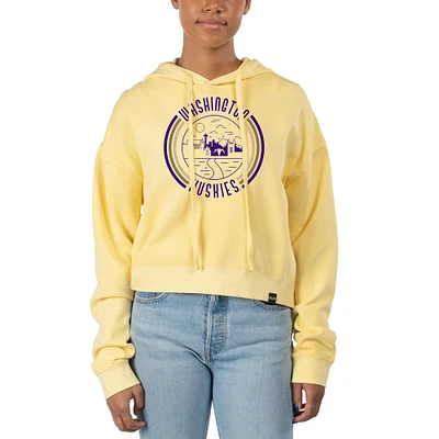 Women's Uscape Apparel Gold Washington Huskies Pigment Dyed Fleece Crop Hoodie