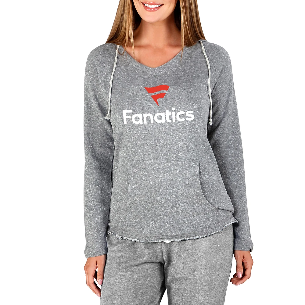 Women's Concepts Sport Gray Fanatics Corporate Mainstream Lightweight Terry V-Neck Pullover Hoodie