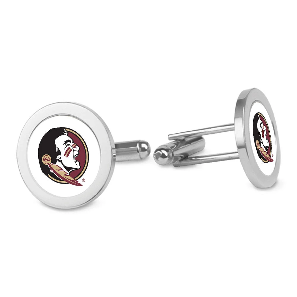Silver Florida State Seminoles Logo Cufflinks