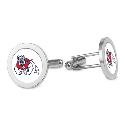 Silver Fresno State Bulldogs Logo Cufflinks