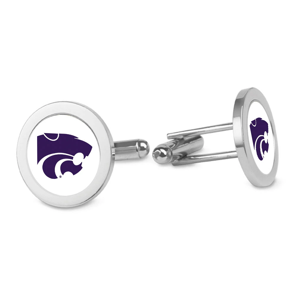 Silver Kansas State Wildcats Logo Cufflinks