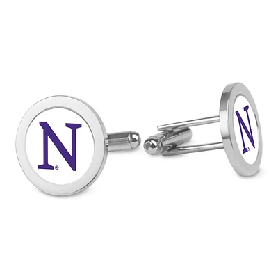 Silver Northwestern Wildcats Logo Cufflinks