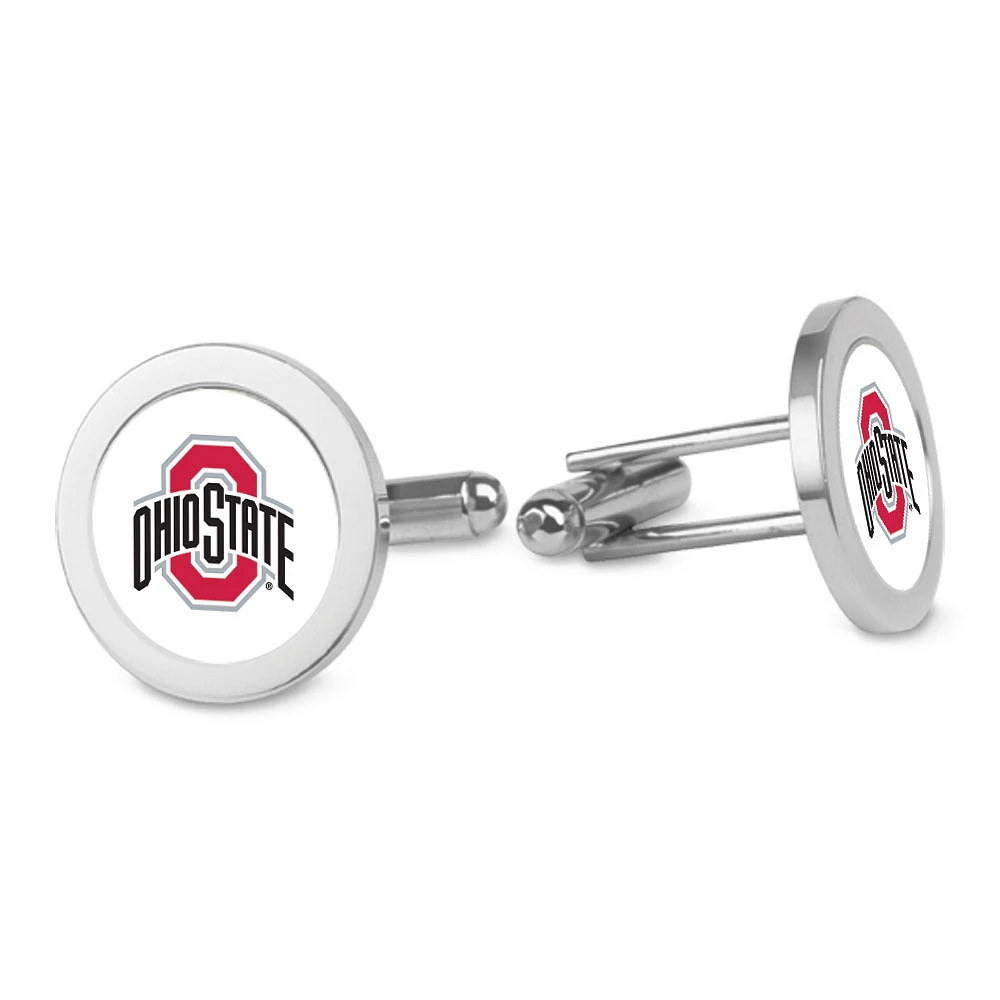 Silver Ohio State Buckeyes Logo Cufflinks