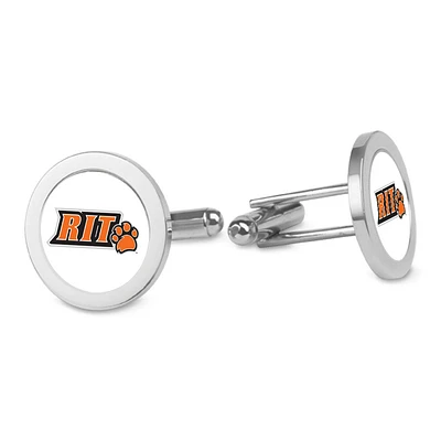 Silver Rochester Institute of Technology Tigers Logo Cufflinks