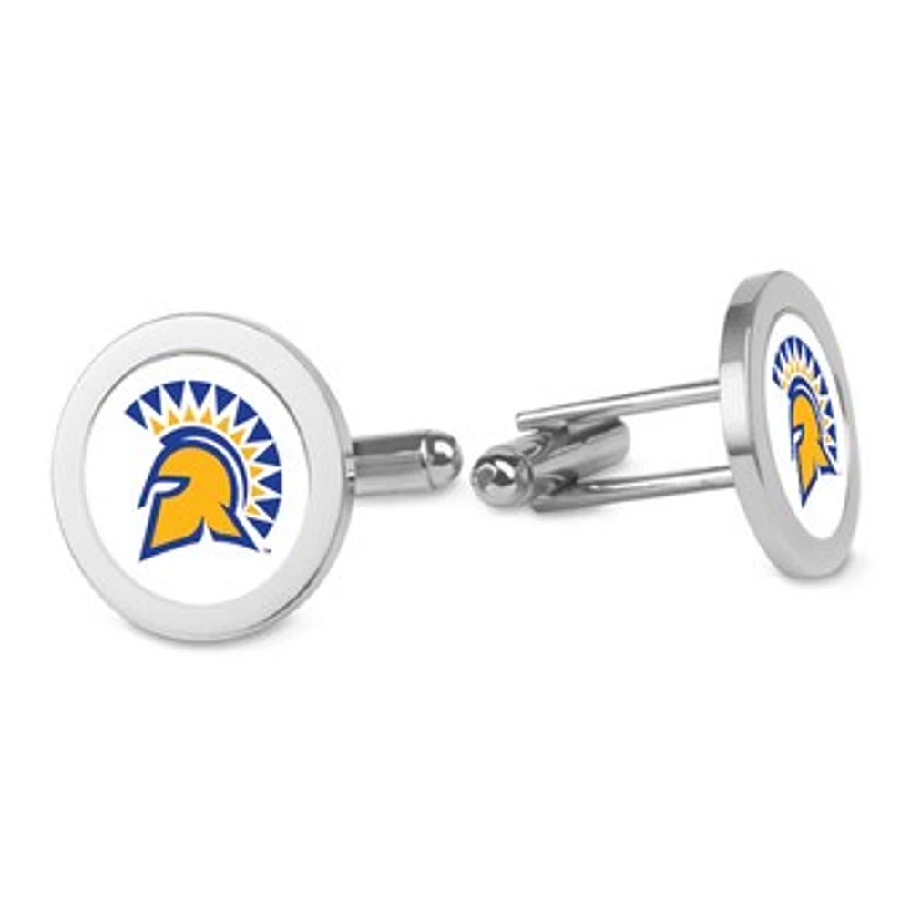 Silver San Jose State Spartans Logo Cufflinks