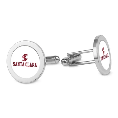 Silver Santa Clara Broncos Logo Cufflinks