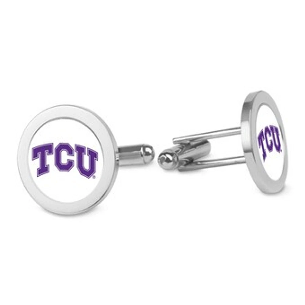 Silver TCU Horned Frogs Logo Cufflinks