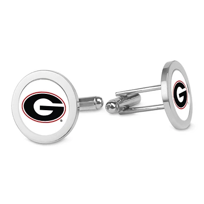 Silver Georgia Bulldogs Logo Cufflinks