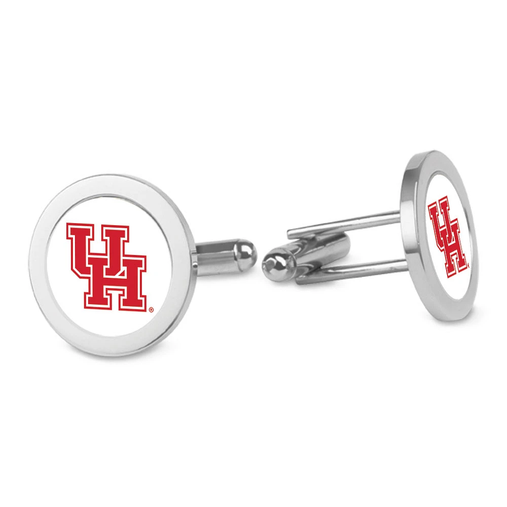 Silver Houston Cougars Logo Cufflinks