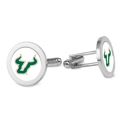 Silver South Florida Bulls Logo Cufflinks
