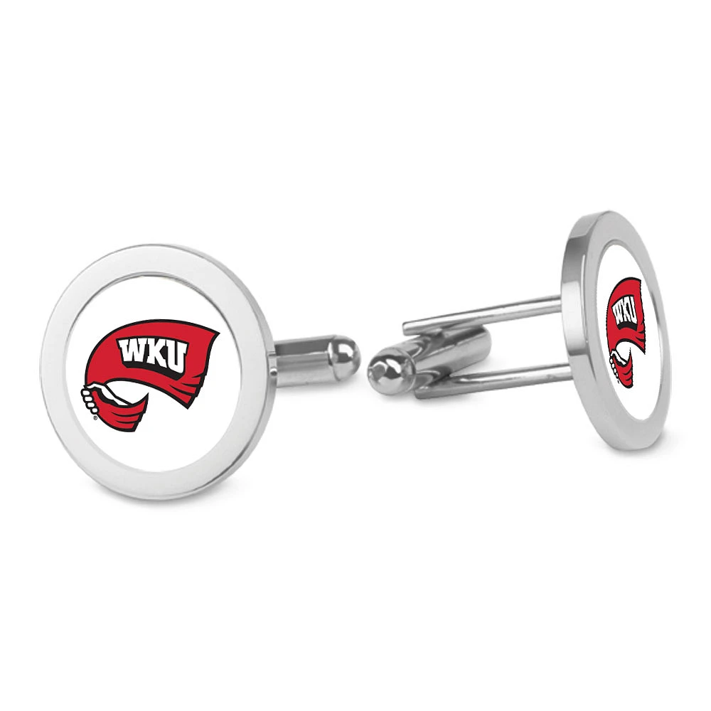 Silver Western Kentucky Hilltoppers Logo Cufflinks