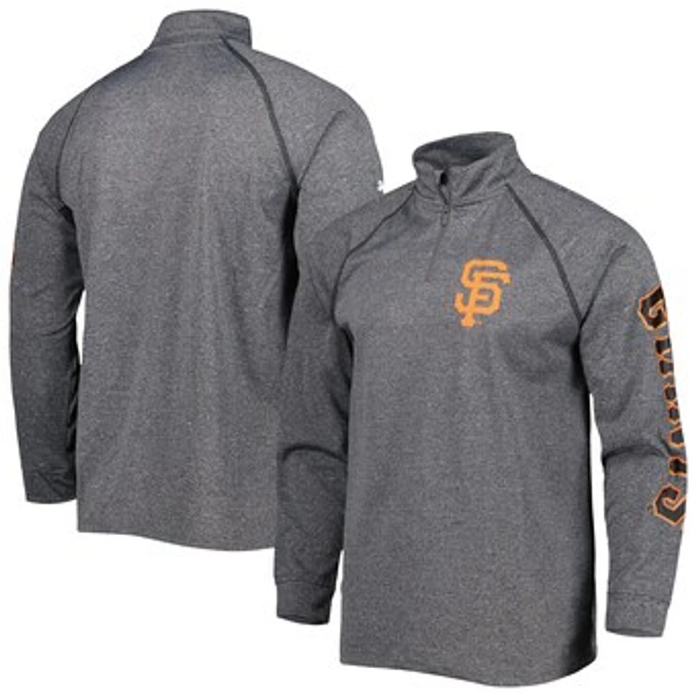 Men's Stitches Heather Gray San Francisco Giants Wordmark Raglan Quarter-Zip Top