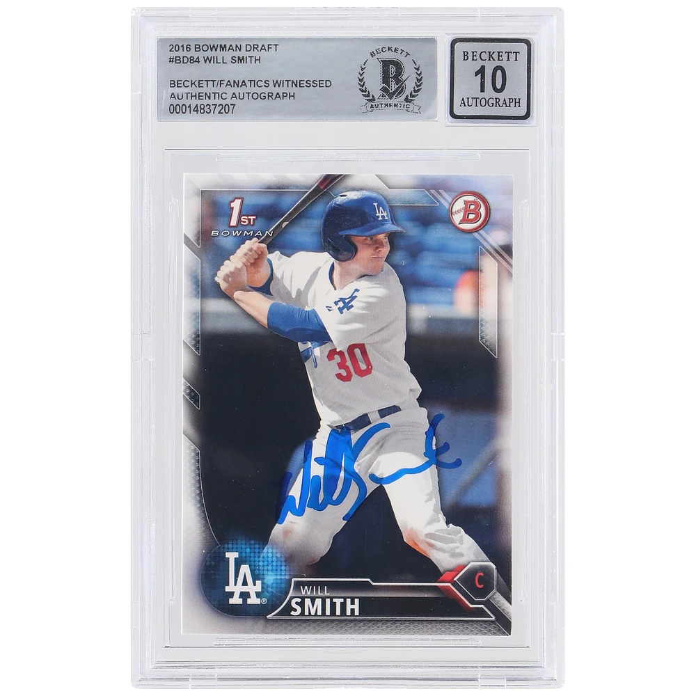 Will Smith Los Angeles Dodgers Autographed 2016 Bowman Draft #BD-84 Beckett Fanatics Witnessed Authenticated 10 Card