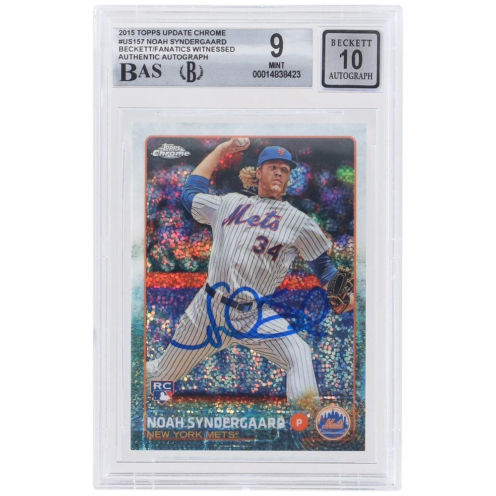 Noah Syndergaard New York Mets Autographed 2015 Topps Chrome Update #US157 Beckett Fanatics Witnessed Authenticated 9/10 Rookie Card