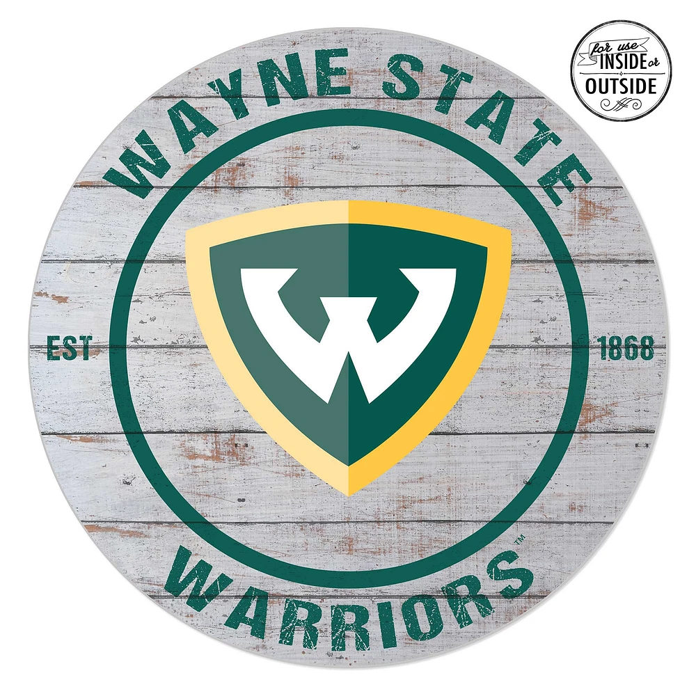 Wayne State Warriors 20'' x 20'' Indoor/Outdoor Weathered Circle Sign