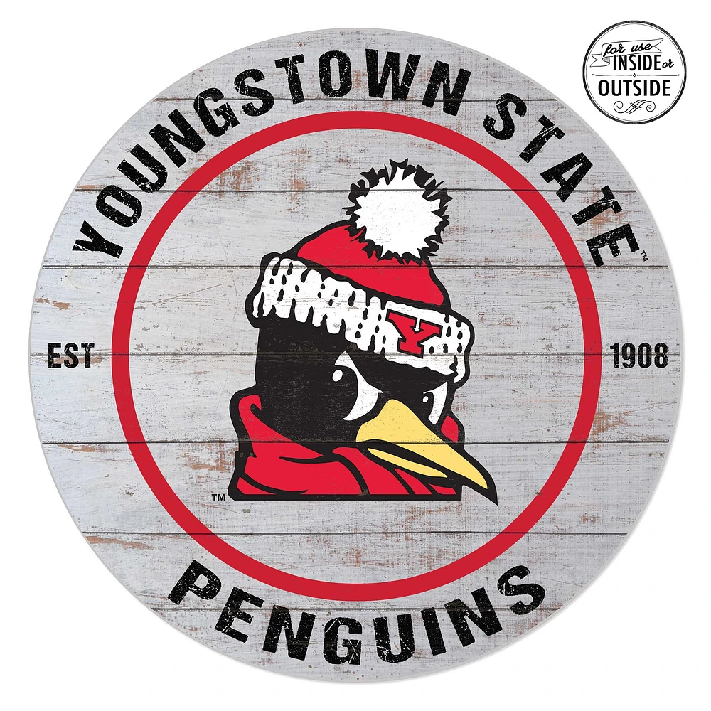 Youngstown State Penguins 20'' x 20'' Indoor/Outdoor Weathered Circle Sign