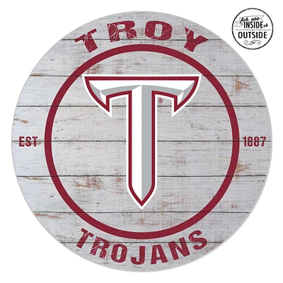 Troy University Trojans 20'' x 20'' Indoor/Outdoor Weathered Circle Sign