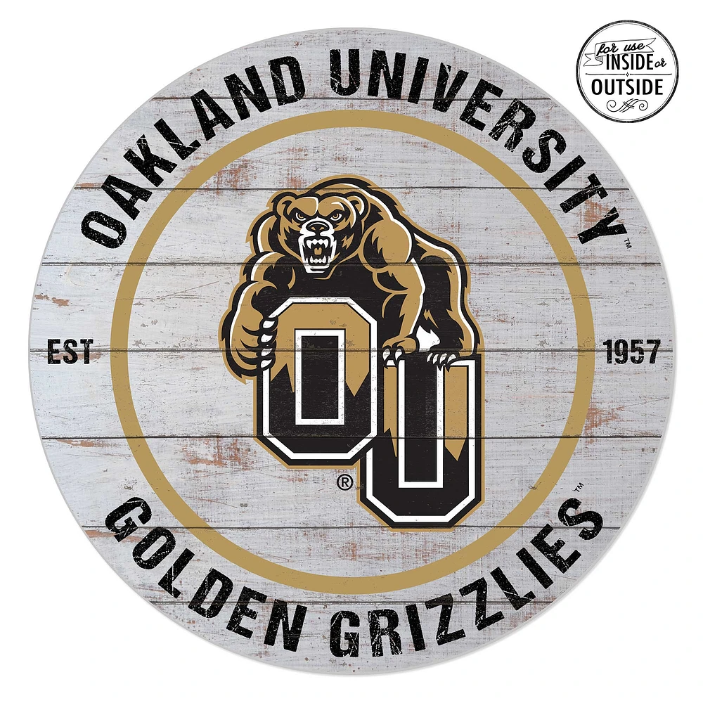 Oakland Golden Grizzlies 20'' x 20'' Indoor/Outdoor Weathered Circle Sign