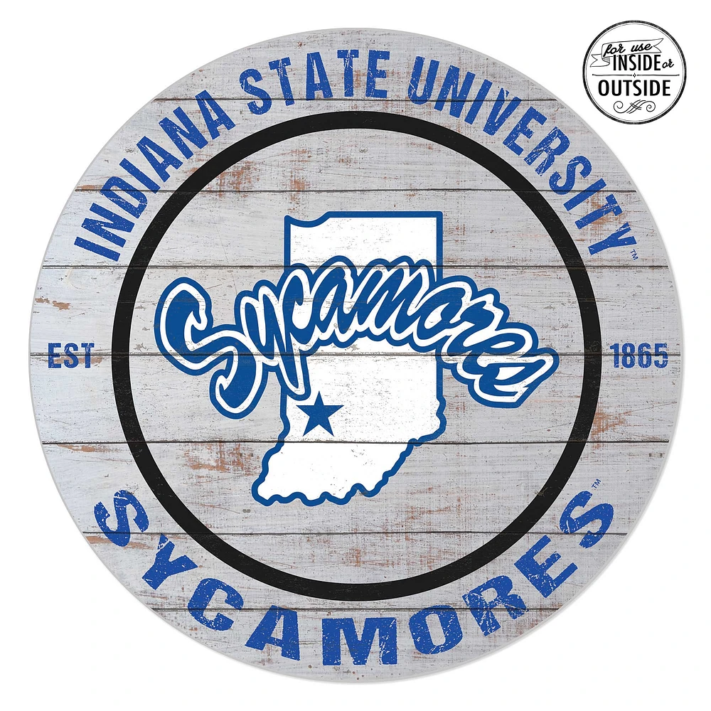Indiana State Sycamores 20'' x 20'' Indoor/Outdoor Weathered Circle Sign
