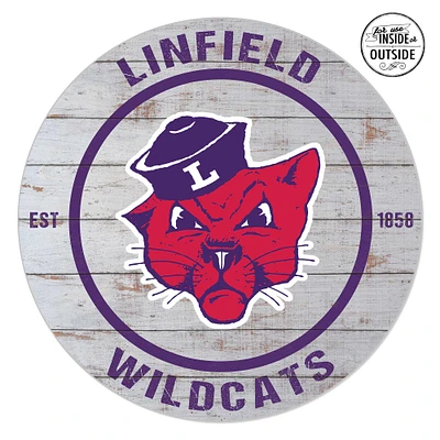 Linfield Wildcats 20'' x 20'' Indoor/Outdoor Weathered Circle Sign