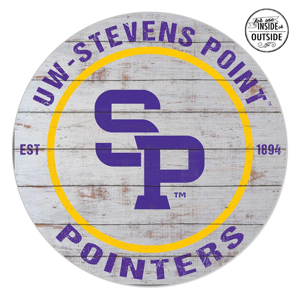 Wisconsin-Stevens Point Pointers 20'' x 20'' Indoor/Outdoor Weathered Circle Sign