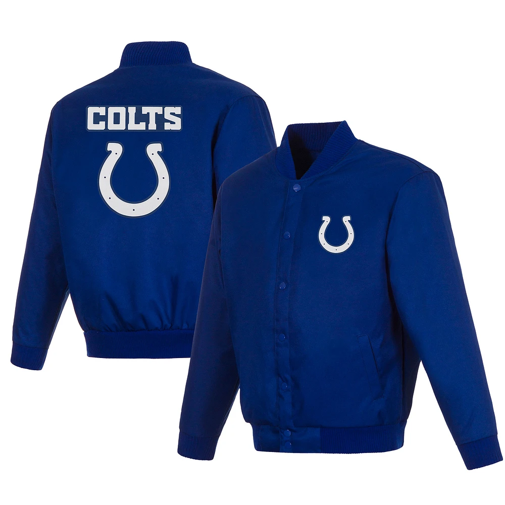 Men's JH Design Royal Indianapolis Colts Poly-Twill Varsity Jacket