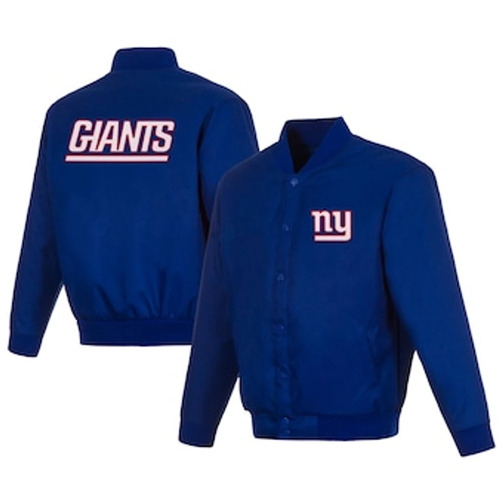 Men's JH Design Royal New York Giants Poly-Twill Varsity Jacket