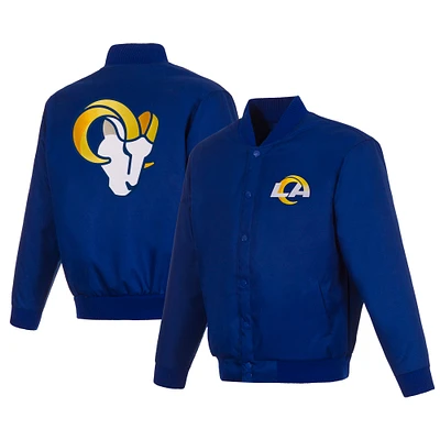 Men's JH Design Royal Los Angeles Rams Poly-Twill Varsity Jacket