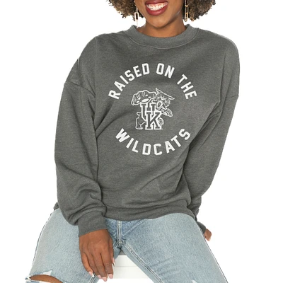 Women's Gameday Couture Charcoal Kentucky Wildcats Oversized Good Vibes Premium Fleece Drop Shoulder Pullover Sweatshirt