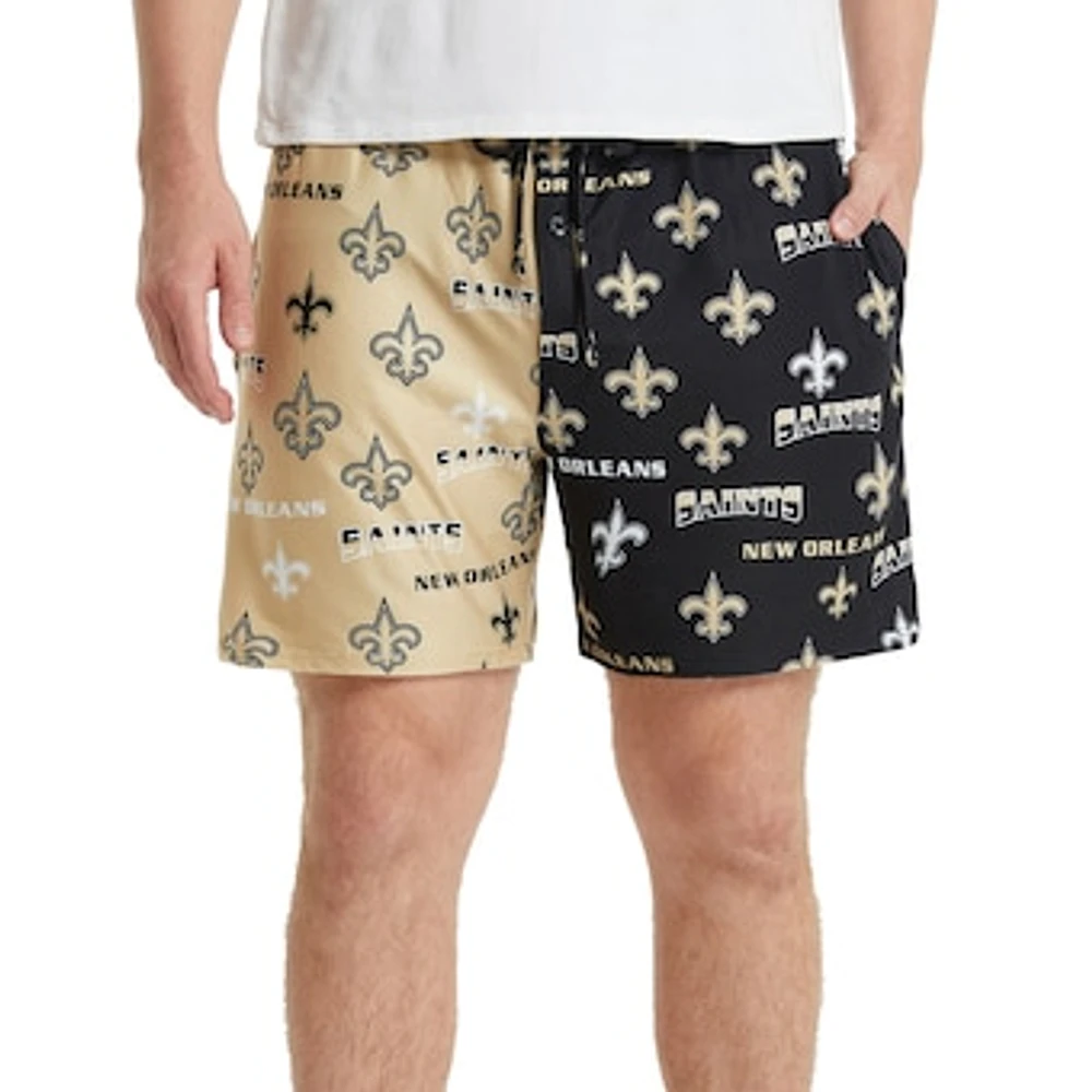 Men's Concepts Sport Black/Gold New Orleans Saints Breakthrough AOP Knit Split Shorts