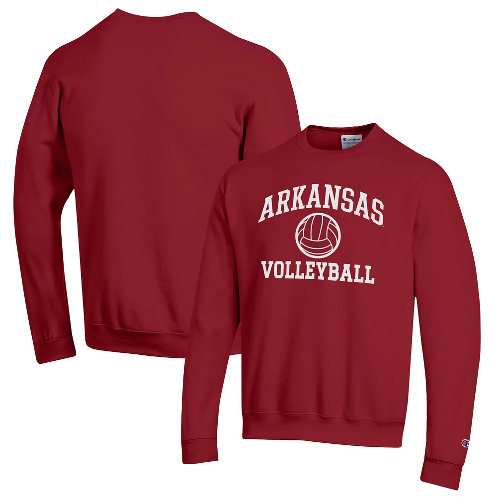Men's Champion Cardinal Arkansas Razorbacks Volleyball Icon Powerblend Pullover Sweatshirt