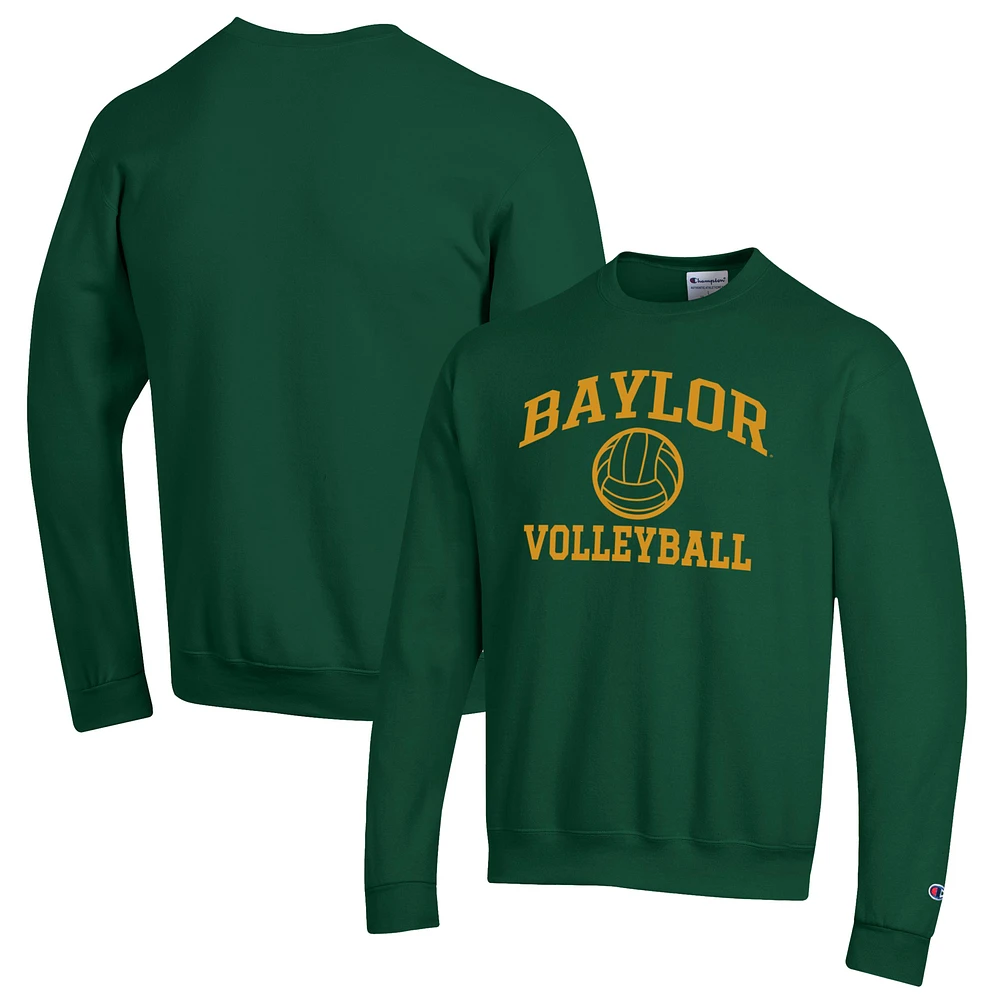 Men's Champion Green Baylor Bears Volleyball Icon Powerblend Pullover Sweatshirt