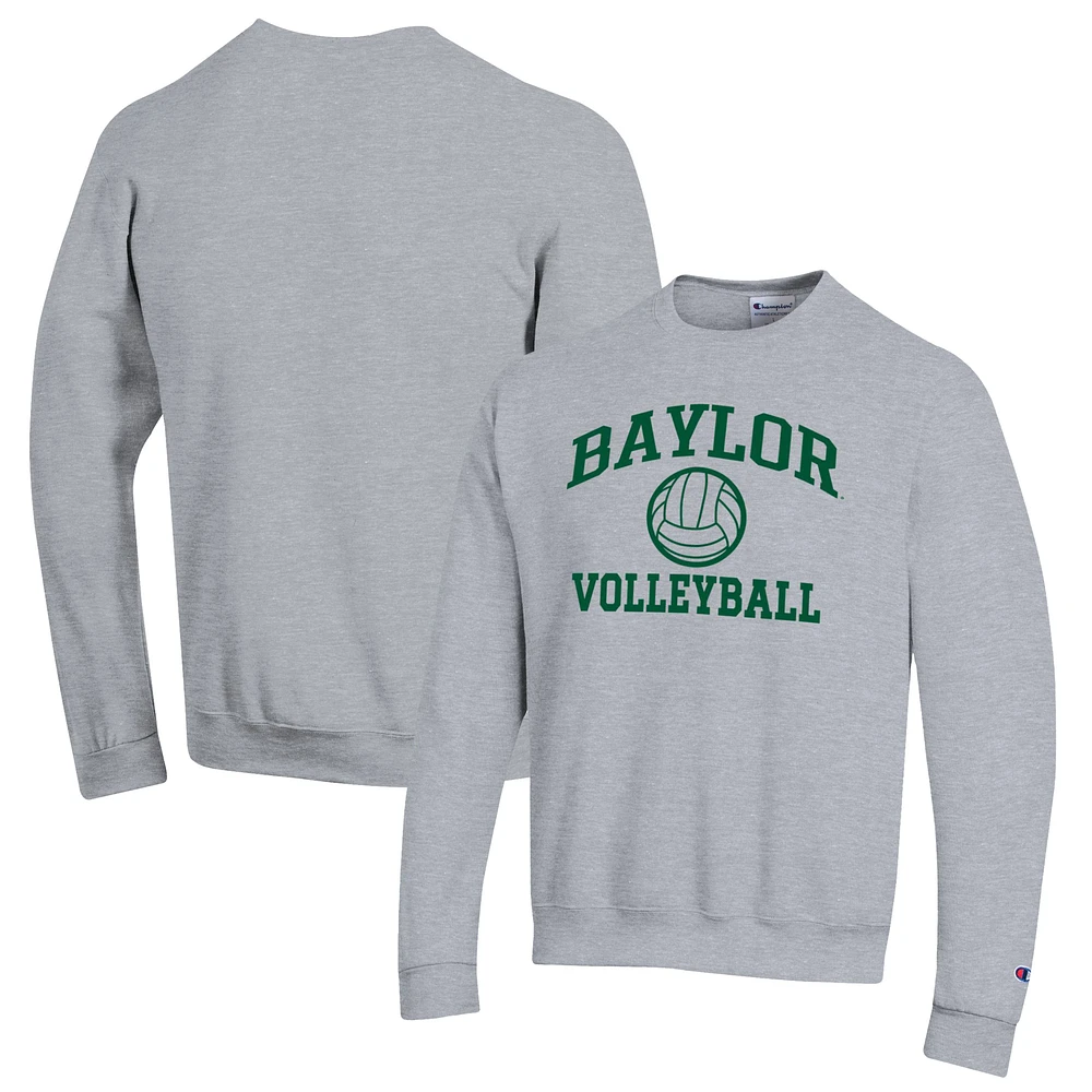 Men's Champion Heather Gray Baylor Bears Volleyball Icon Powerblend Pullover Sweatshirt