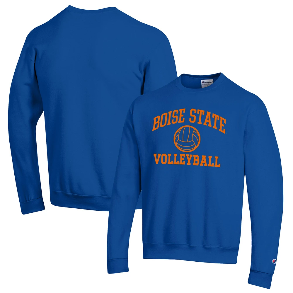 Men's Champion Royal Boise State Broncos Volleyball Icon Powerblend Pullover Sweatshirt