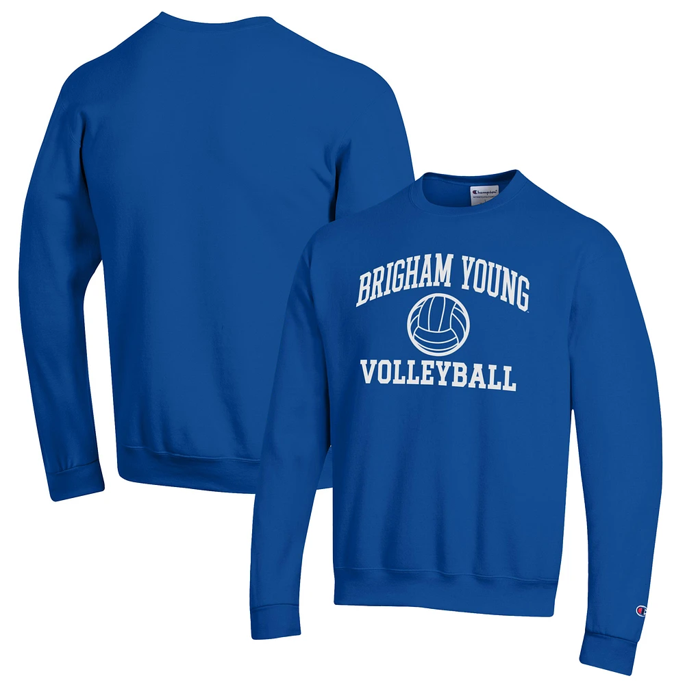 Men's Champion Royal BYU Cougars Volleyball Icon Powerblend Pullover Sweatshirt