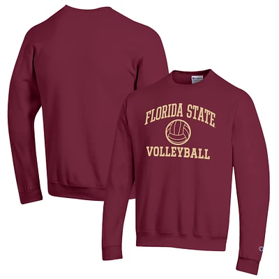 Men's Champion Garnet Florida State Seminoles Volleyball Icon Powerblend Pullover Sweatshirt